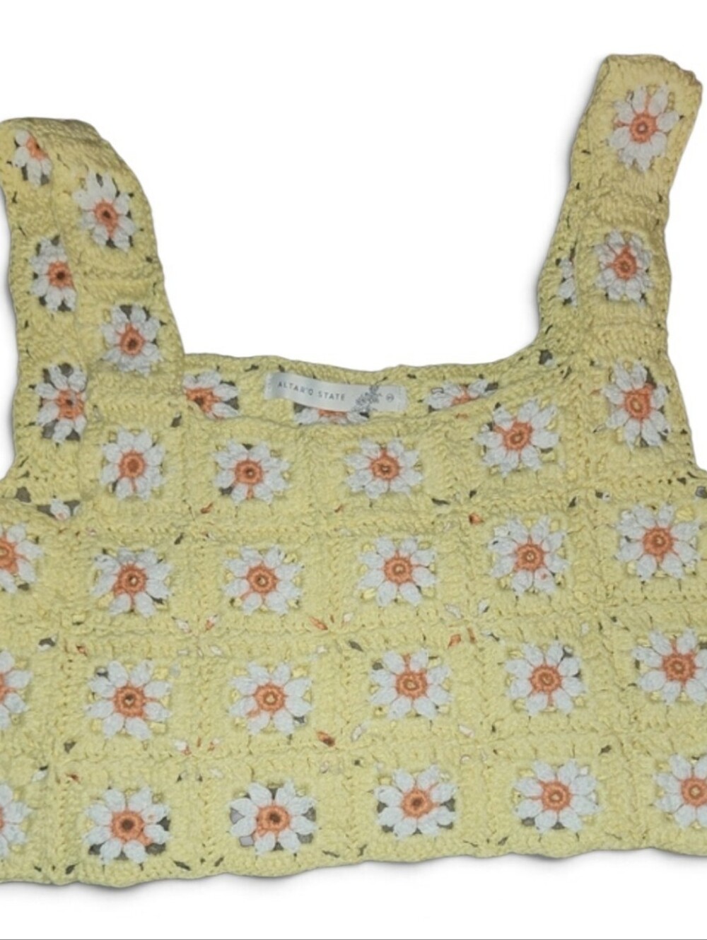 Altar'd State Yellow Crochet Daisy Tank Festival Boho Cottagecore Y2k Sz XS